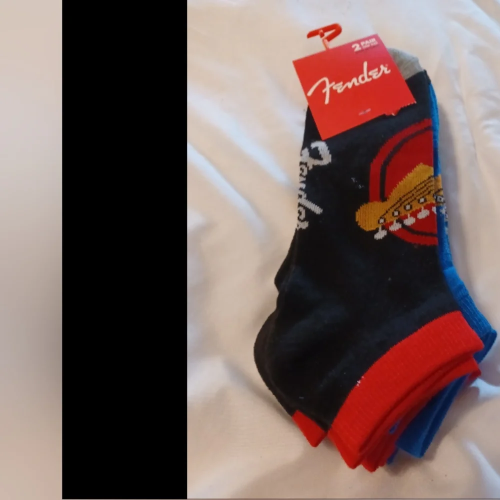 Fender Black and Red Socks with Blue Accents - Picture 1 of 2